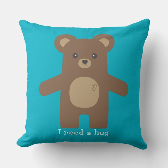 Cute Brown Beer Hug Kussen (Voorkant)