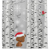 Cute brown beer in houtsneeuw kardinaalvogel  douchegordijn (Voorkant)