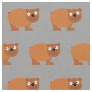 Cute Brown Beer Kind Baby Nursery Grey Stof