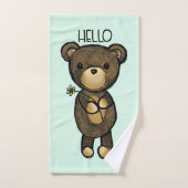 Cute Brown Beer met een gele bloem Bad Handdoek (Handdoek)