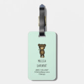 Cute Brown Beer met een gele bloem Bagagelabel (Achterkant verticaal)