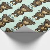 Cute Brown Beer met een gele bloem Cadeaupapier (Hoek)