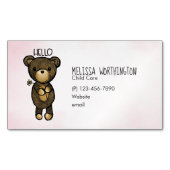 Cute Brown Beer met een gele bloem Magnetisch Visitekaartje (Voorkant)