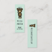 Cute Brown Beer met een gele bloem Mini Visitekaartje (Voorkant / Achterkant)