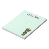 Cute Brown Beer met een gele bloem Notitieblok (Linkerzijde)