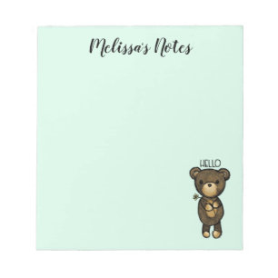 Cute Brown Beer met een gele bloem Notitieblok