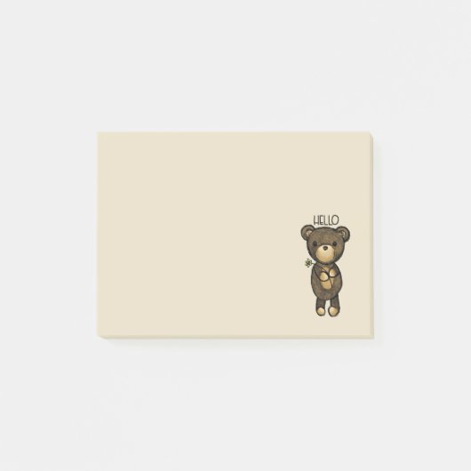 Cute Brown Beer met een gele bloem Post-it® Notes (Voorkant)
