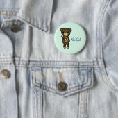 Cute Brown Beer met een gele bloem Ronde Button 5,7 Cm (In situ)
