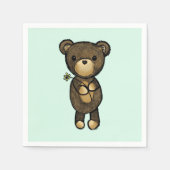 Cute Brown Beer met een gele bloem Servetten (Voorkant)