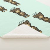 Cute Brown Beer met een gele bloem Sherpa Deken (3/4)