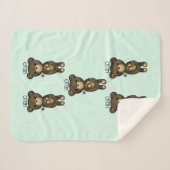 Cute Brown Beer met een gele bloem Sherpa Deken (Voorkant (horizontaal))