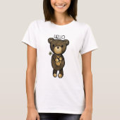 Cute Brown Beer met een gele bloem T-shirt (Voorkant)