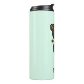 Cute Brown Beer met een gele bloem Thermosbeker (Gedraaid links)