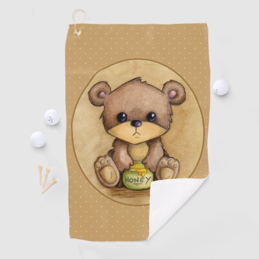 Cute Brown Beer met een honingpot Golfhanddoek (Insitu)