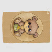 Cute Brown Beer met een honingpot Golfhanddoek (Horizontaal)