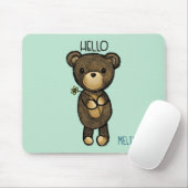 Cute Brown Beer met geel ventilator, speciaal gepe Muismat (Met muis)