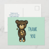 Cute Brown Beer met gele bloem Dank u Briefkaart (Voorkant / Achterkant)