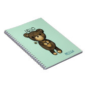 Cute Brown Beer met gele Hallo Notitieboek (Rechterzijde)