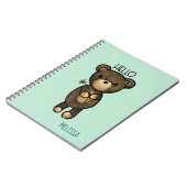 Cute Brown Beer met gele Hallo Notitieboek (Linkerzijde)