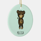 Cute Brown Beer met gele ventilator Keramisch Ornament (Rechts)