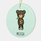 Cute Brown Beer met gele ventilator Keramisch Ornament (Links)