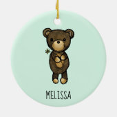 Cute Brown Beer met gele ventilator Keramisch Ornament (Achterkant)