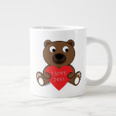 Cute Brown Beer met hart dat ik van je hou Grote Koffiekop (Rechts)