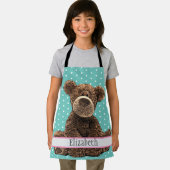 Cute Brown Beer Name Kinder Animal Pattern Blue Schort (Insitu)