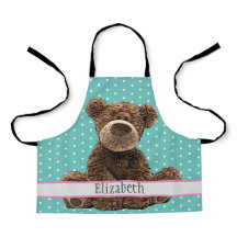 Cute Brown Beer Name Kinder Animal Pattern Blue