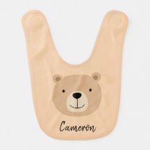Cute Brown Beer Persoonlijke naam Baby Bib