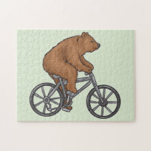 Cute Brown Beer Riding a Bike