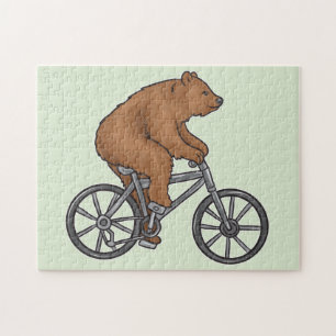 Cute Brown Beer Riding a Bike Legpuzzel