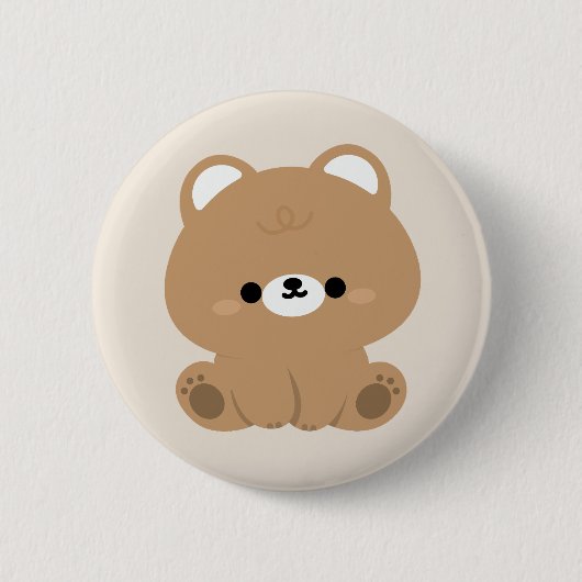Cute Brown Beer Ronde Button 5,7 Cm (Voorkant)