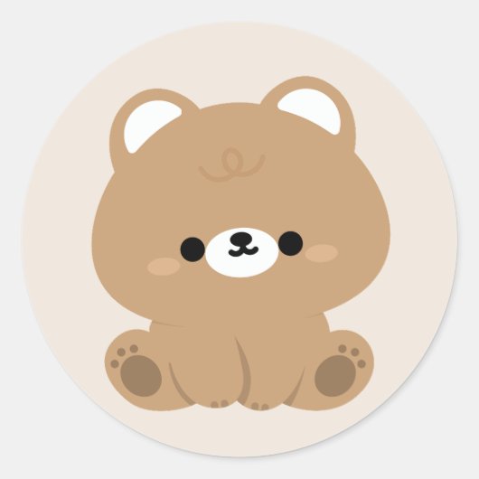 Cute Brown Beer Ronde Sticker (Voorkant)
