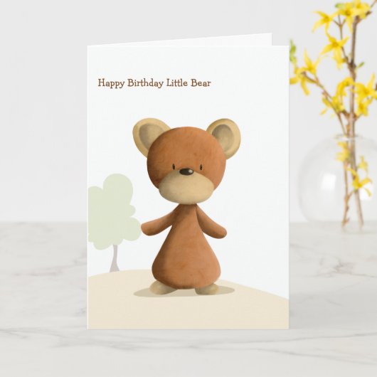 Cute Brown Beer Specialized Happy Birthday Kinder Kaart (Gele Bloem)