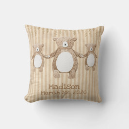 Cute Brown Beer Stripe Name Rustic Kussen