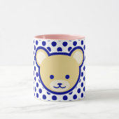 Cute Brown Beige Blue Teddy Bear Cartoon Art Mok (Midden)