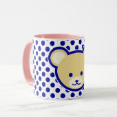 Cute Brown Beige Blue Teddy Bear Cartoon Art Mok (Voorkant links)