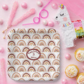 Cute Brown Boho Rainbow Whimsical Pattern Papieren Bordje (Feest)