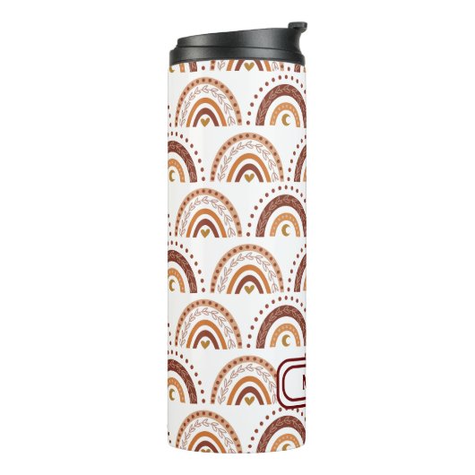 Cute Brown Boho Rainbow Whimsical Pattern Thermosbeker (Gedraaid links)