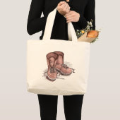 Cute Brown Boot Carry Bag, Shopping Grote Tote Bag (Voorkant (product))