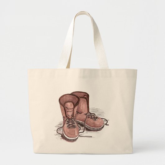 Cute Brown Boot Carry Bag, Shopping Grote Tote Bag (Voorkant)