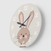 Cute Brown Bunny Beige Stippen Grote Klok (Hoek)