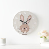 Cute Brown Bunny Beige Stippen Grote Klok (Huis)