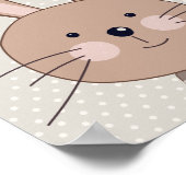 Cute Brown Bunny Beige Stippen Personalized Poster (Hoek)