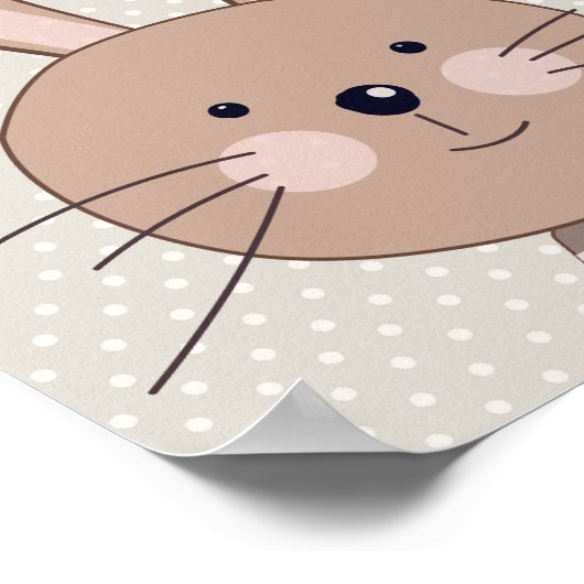 Cute Brown Bunny Beige Stippen Personalized Poster (Hoek)