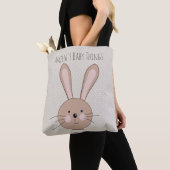 Cute Brown Bunny Beige Stippen Personalized Tote Bag (Dichtbij)