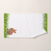 Cute Brown Bunny & Flowers on White Bad Handdoek (Handdoek)