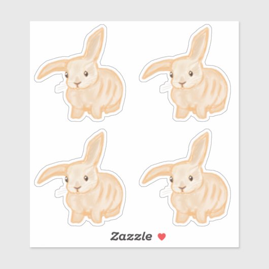 Cute Brown Bunny Rabbit - 4x cut-out. Sticker (Vel)