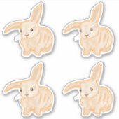 Cute Brown Bunny Rabbit - 4x cut-out. Sticker (Voorkant)